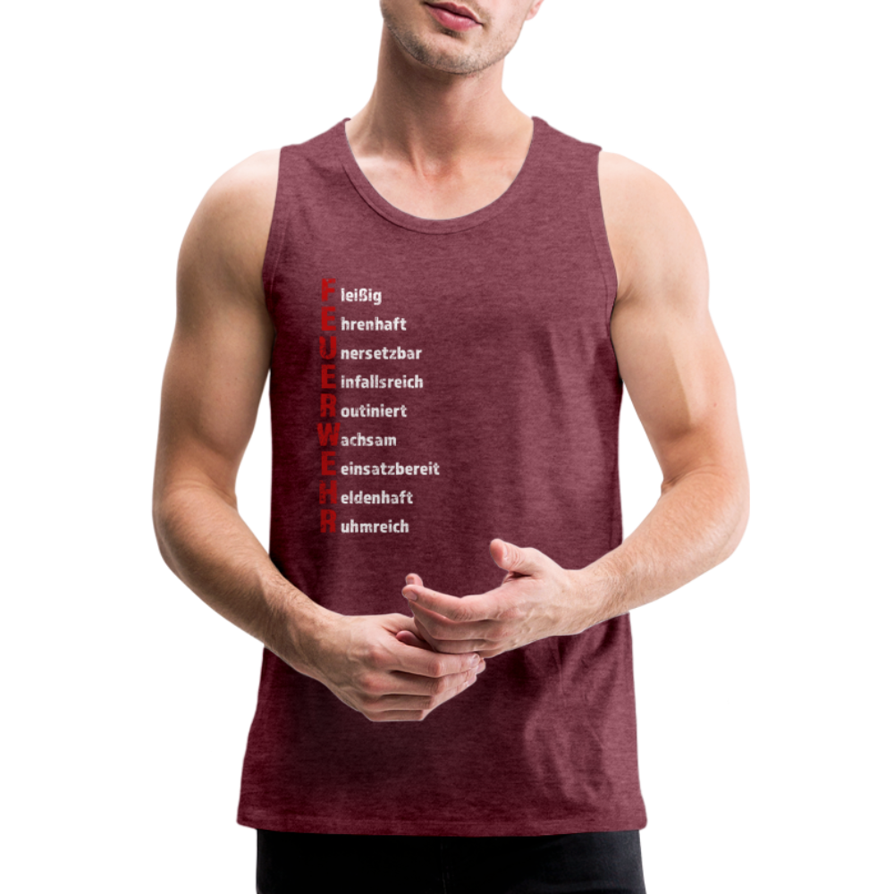 Feuerwehr Schriftzug - Männer Tank Top - Bordeauxrot meliert