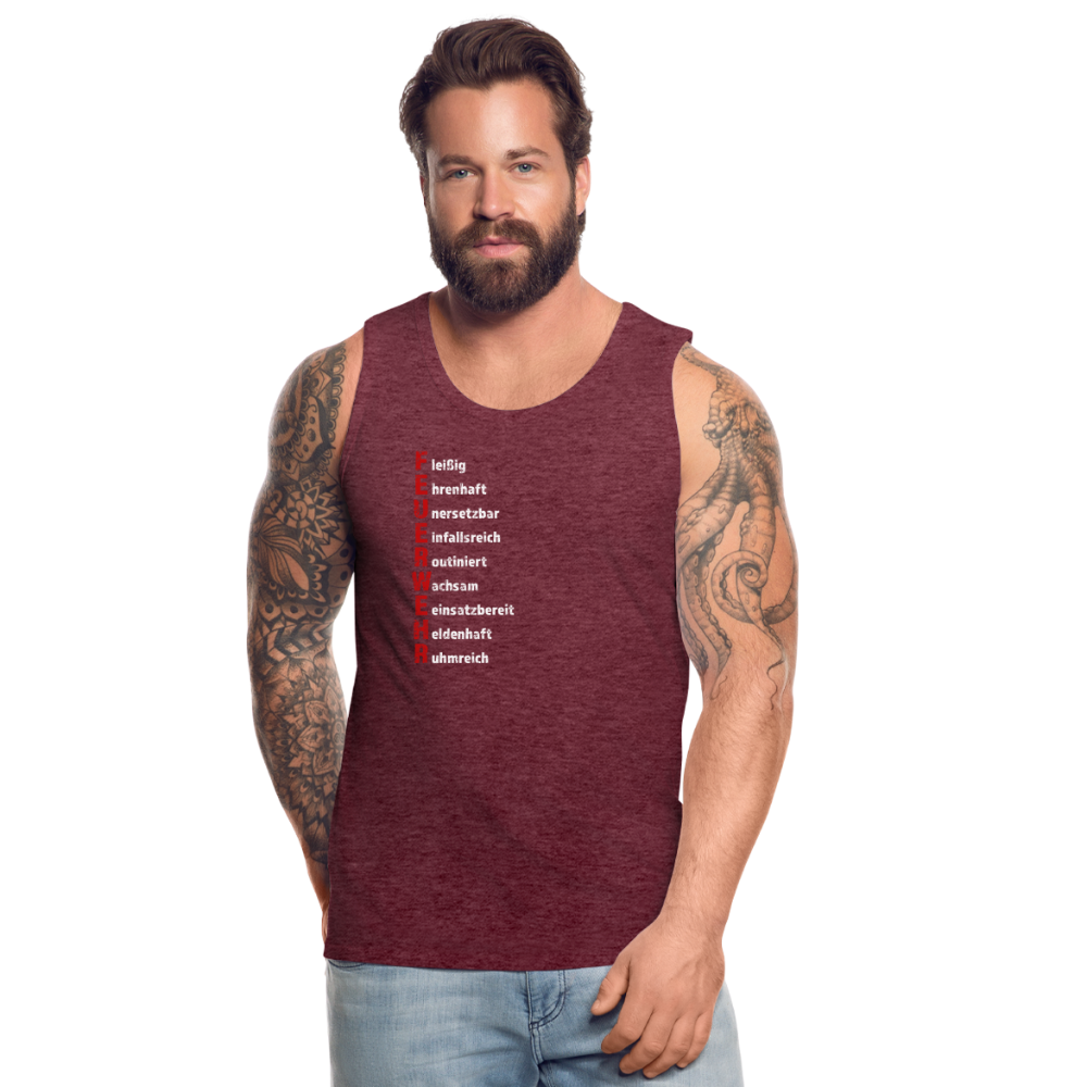 Feuerwehr Schriftzug - Männer Tank Top - Bordeauxrot meliert