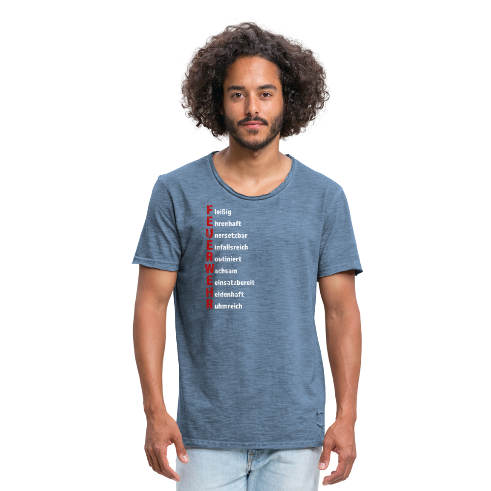 Feuerwehr Schriftzug - Männer Vintage T-Shirt - Vintage Denim