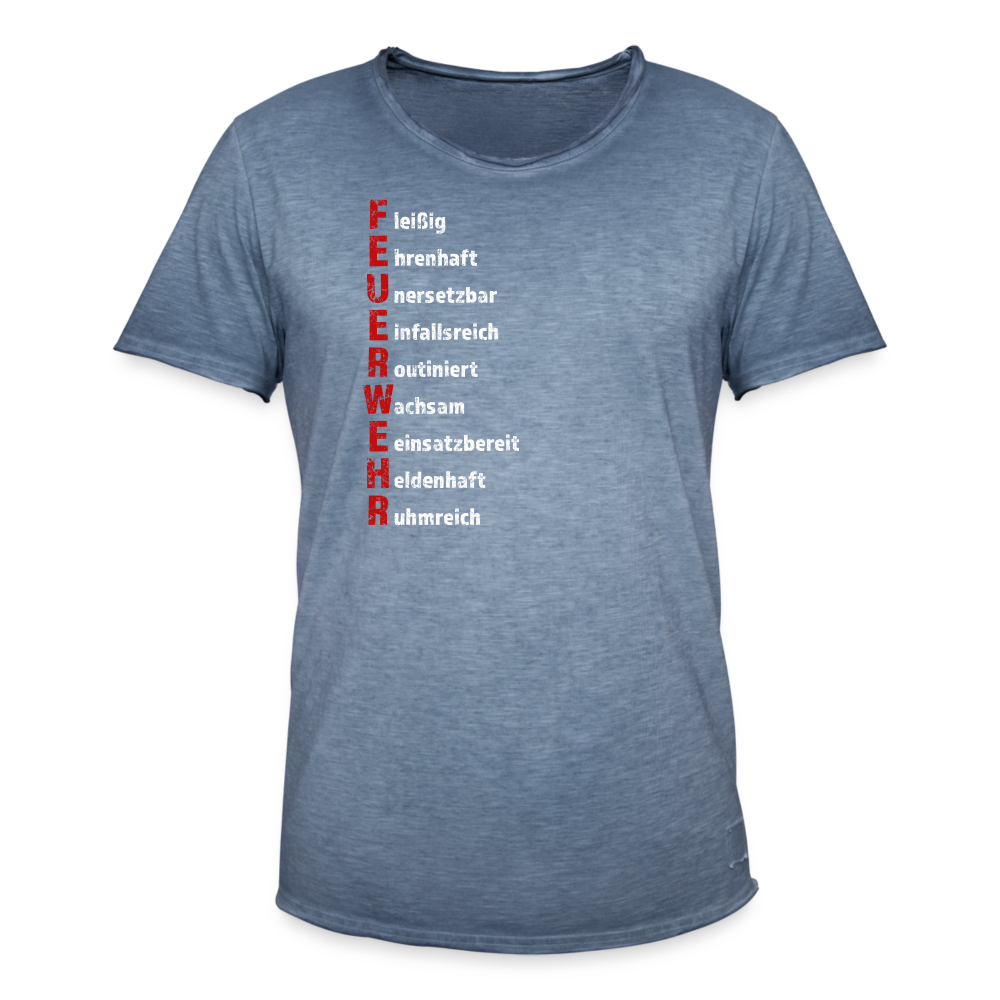 Feuerwehr Schriftzug - Männer Vintage T-Shirt - Vintage Denim