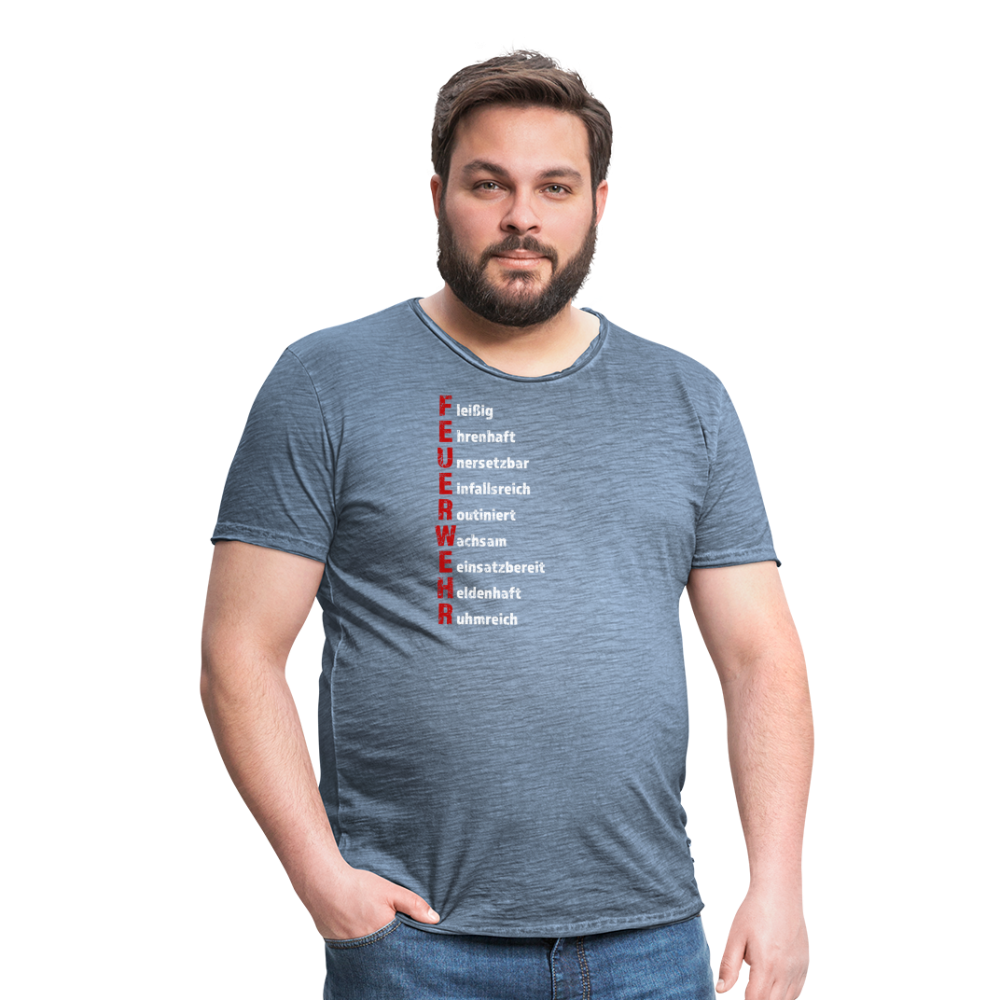 Feuerwehr Schriftzug - Männer Vintage T-Shirt - Vintage Denim