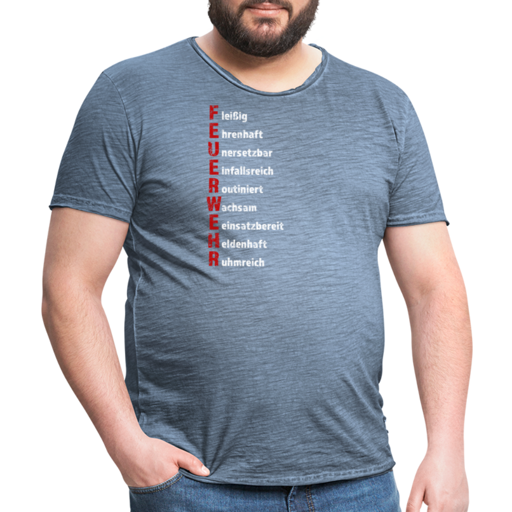 Feuerwehr Schriftzug - Männer Vintage T-Shirt - Vintage Denim