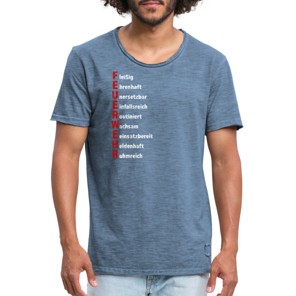 Feuerwehr Schriftzug - Männer Vintage T-Shirt - Vintage Denim