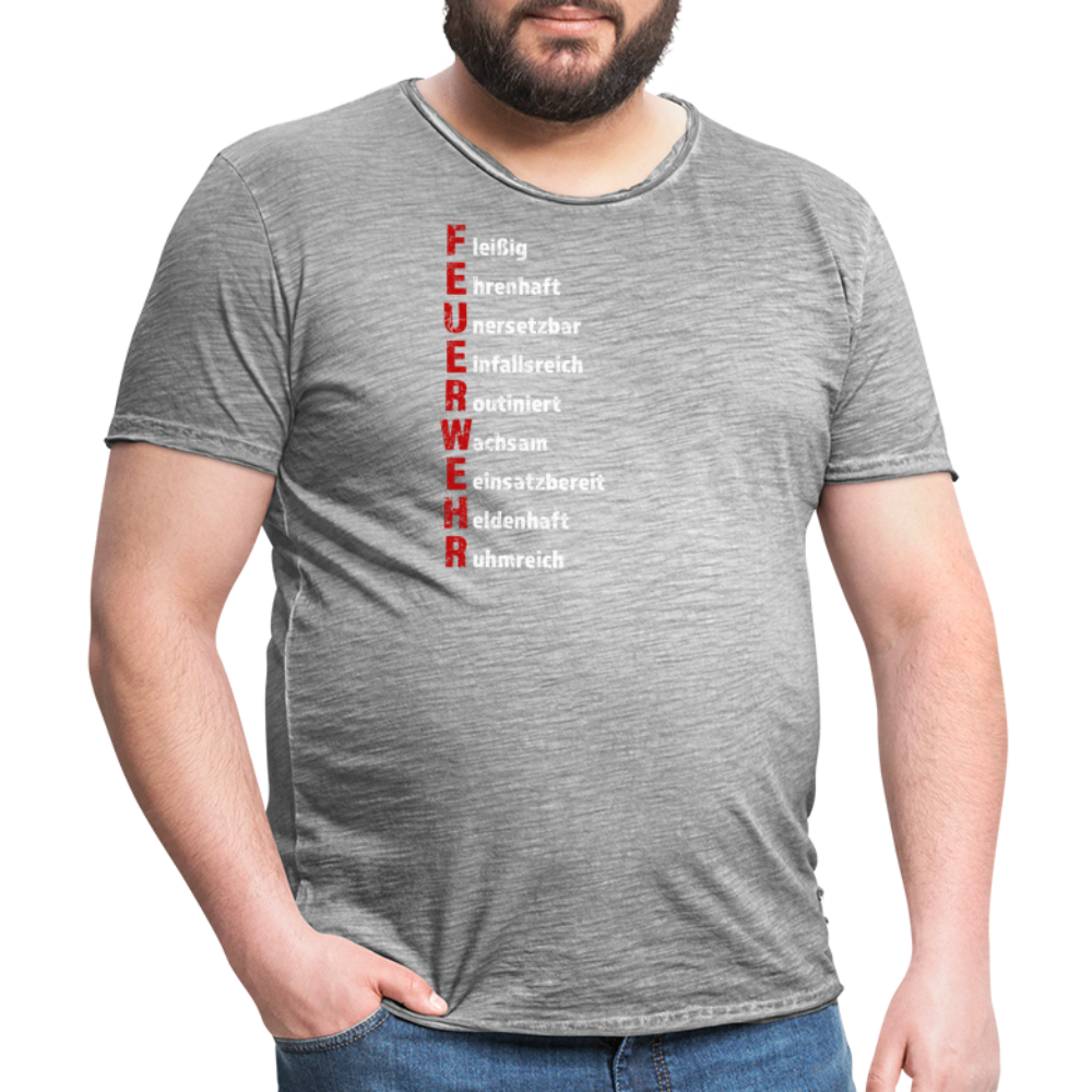 Feuerwehr Schriftzug - Männer Vintage T-Shirt - Vintage Grau