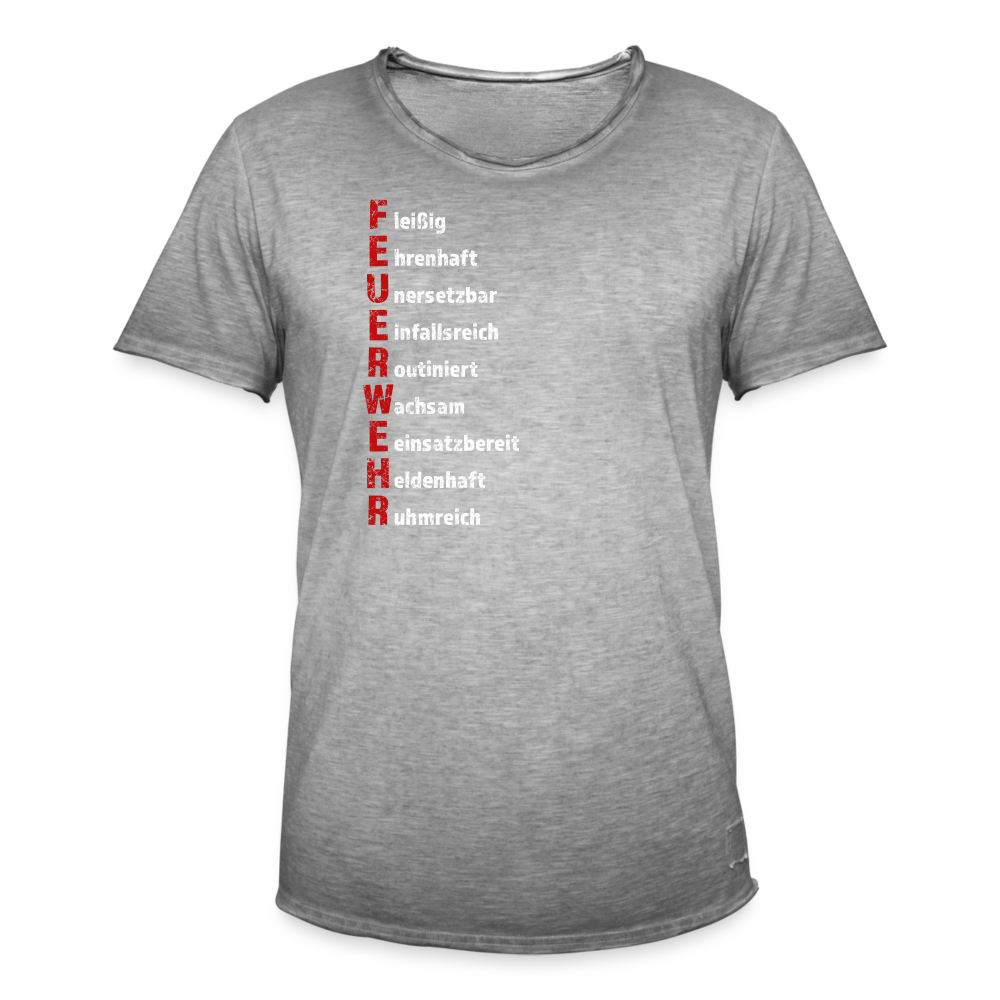 Feuerwehr Schriftzug - Männer Vintage T-Shirt - Vintage Grau
