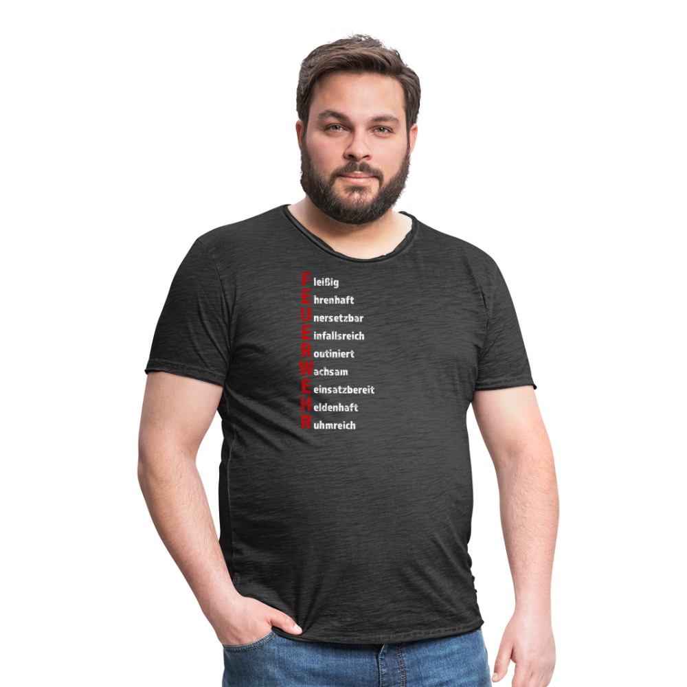 Feuerwehr Schriftzug - Männer Vintage T-Shirt - Vintage Schwarz