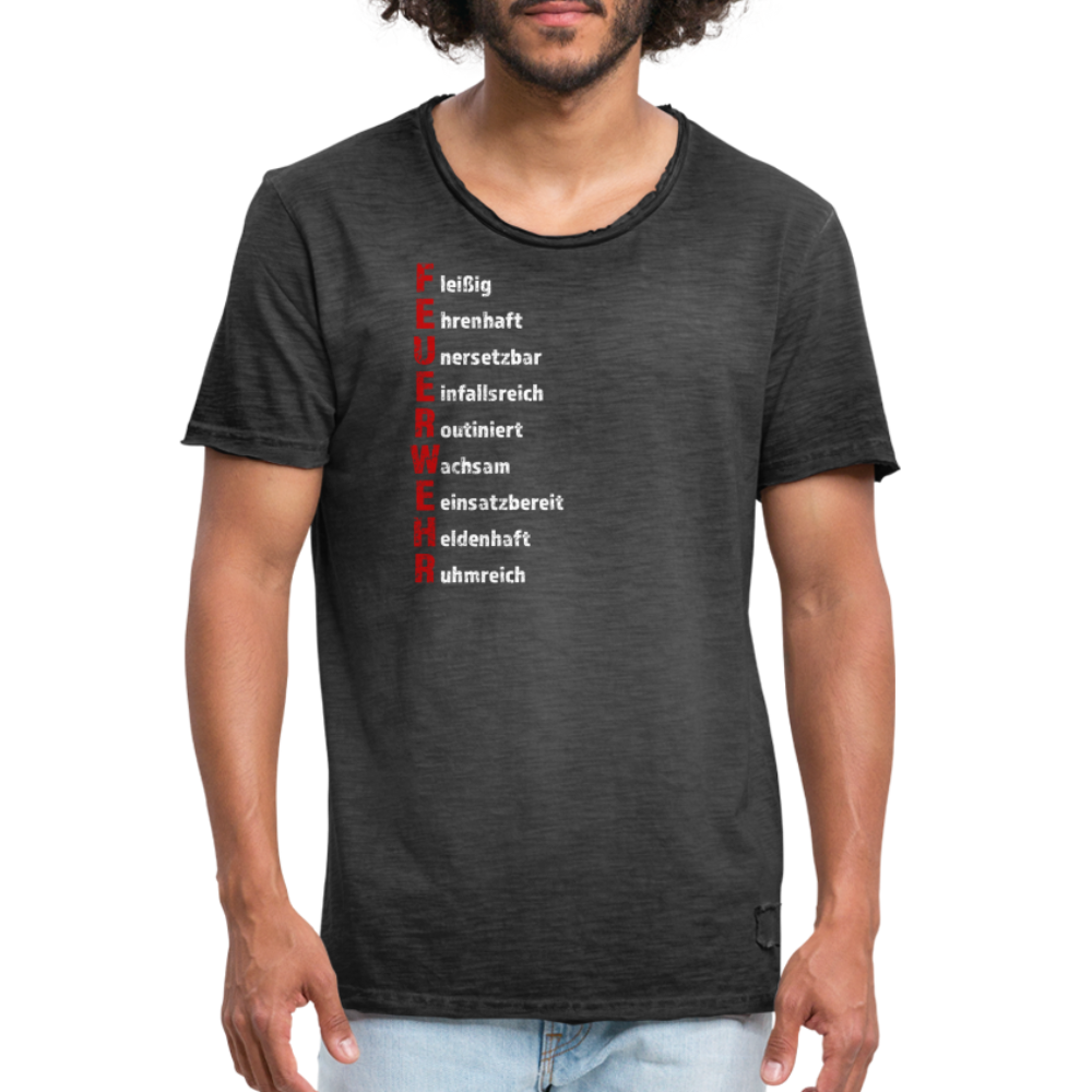 Feuerwehr Schriftzug - Männer Vintage T-Shirt - Vintage Schwarz