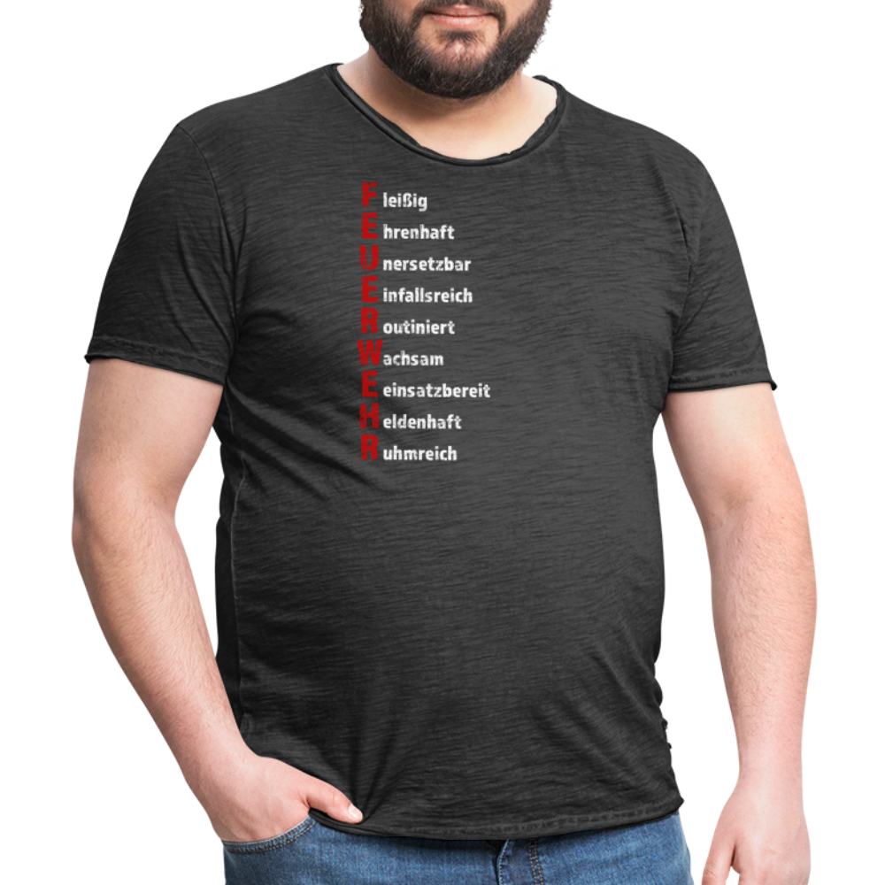 Feuerwehr Schriftzug - Männer Vintage T-Shirt - Vintage Schwarz