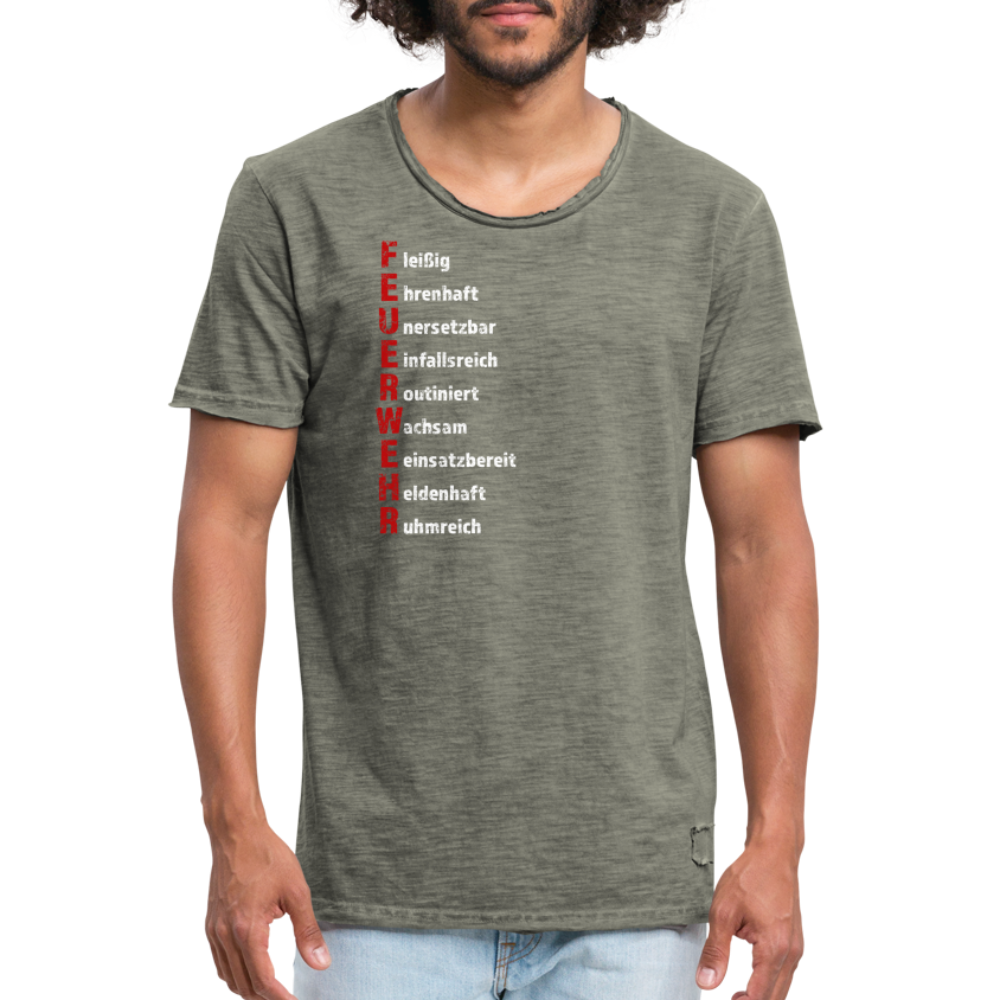 Feuerwehr Schriftzug - Männer Vintage T-Shirt - Vintage Khaki