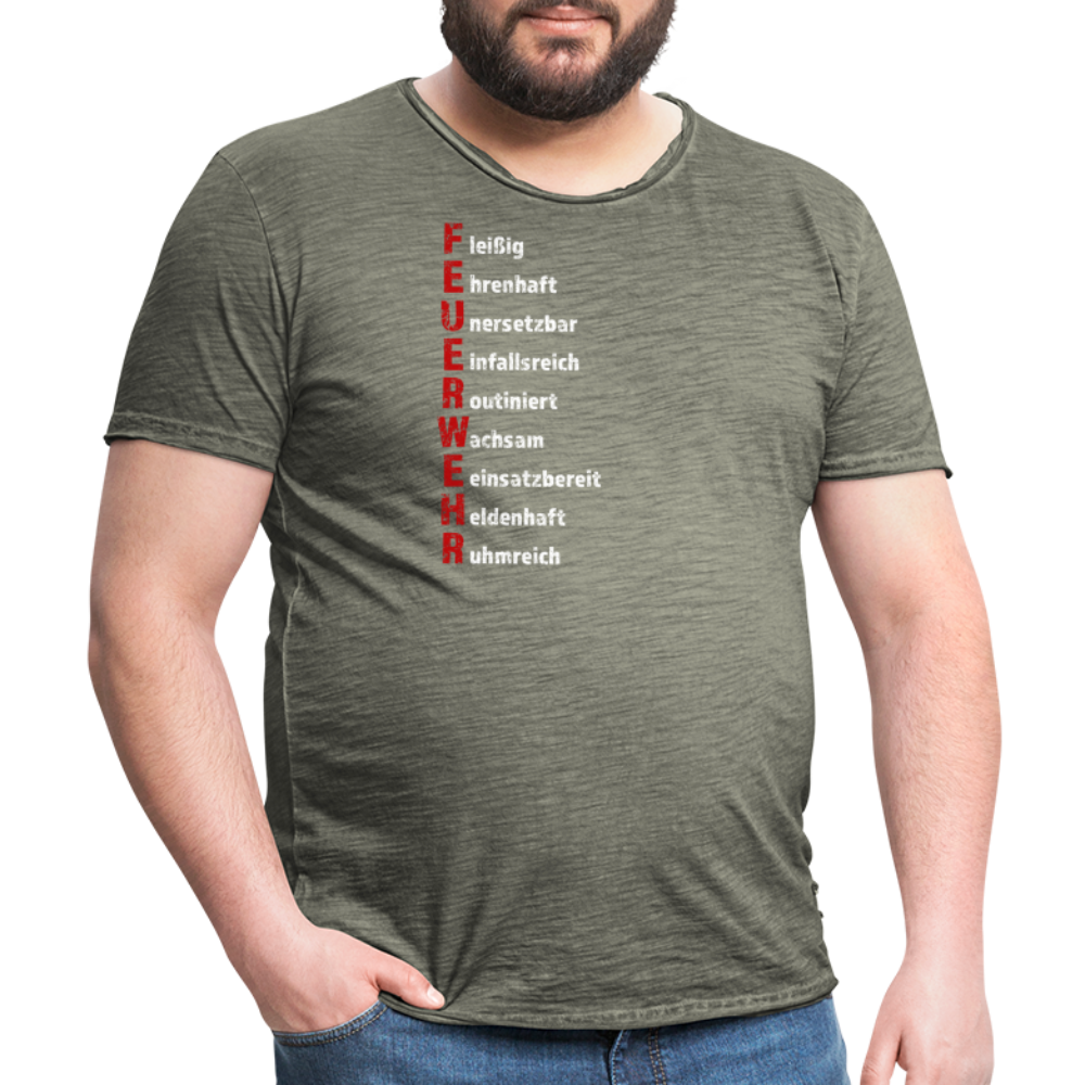Feuerwehr Schriftzug - Männer Vintage T-Shirt - Vintage Khaki