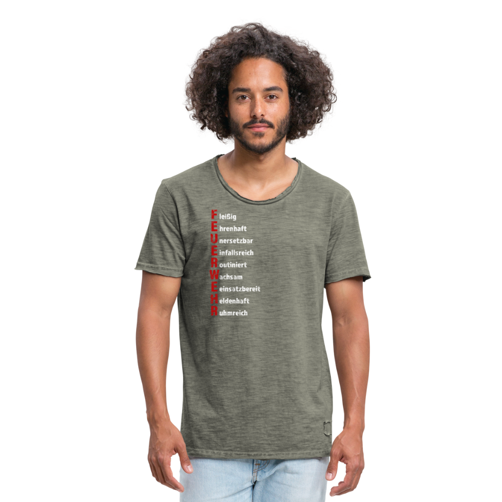 Feuerwehr Schriftzug - Männer Vintage T-Shirt - Vintage Khaki