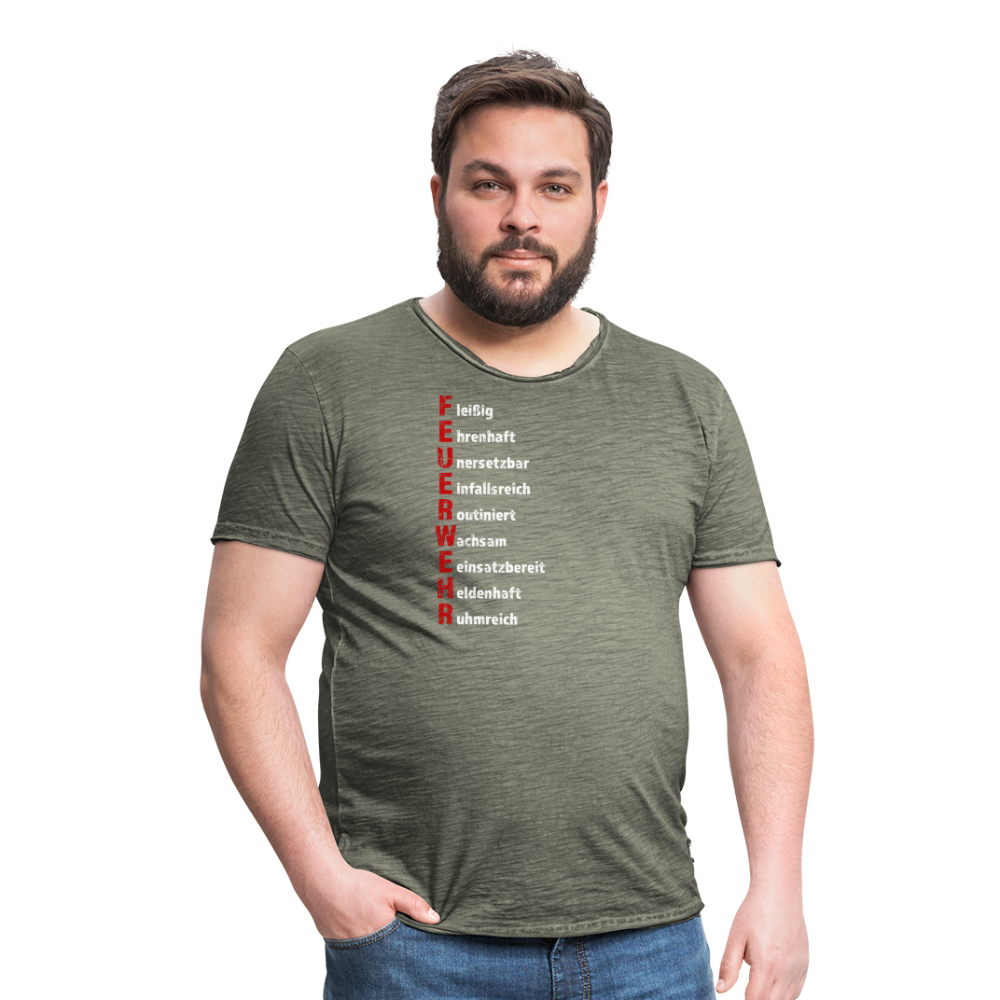 Feuerwehr Schriftzug - Männer Vintage T-Shirt - Vintage Khaki