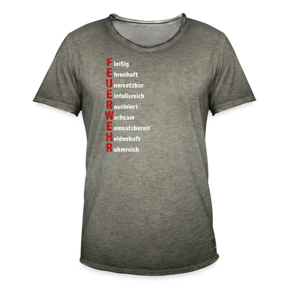 Feuerwehr Schriftzug - Männer Vintage T-Shirt - Vintage Khaki