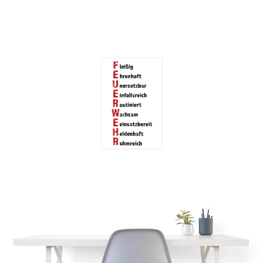 Feuerwehr Schriftzug - Poster 40x60 cm - weiß