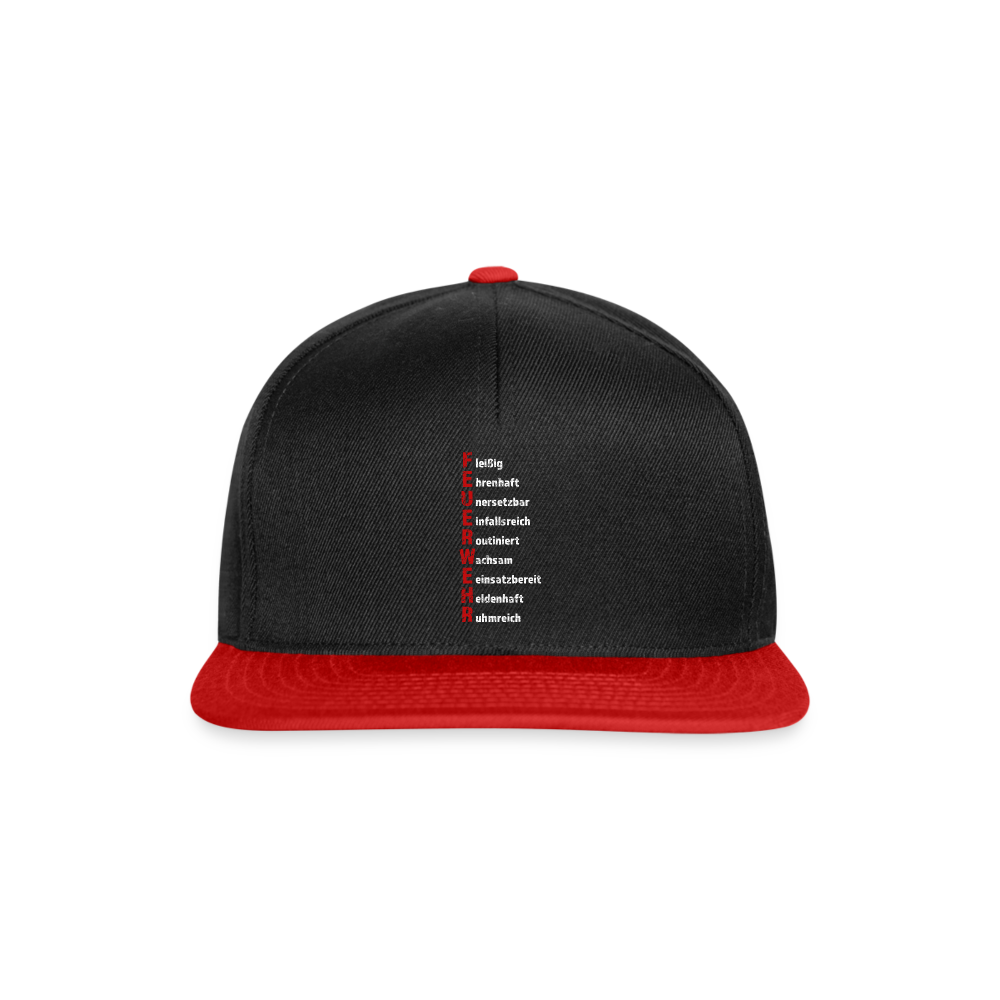 Feuerwehr Schriftzug - Snapback Cap - Schwarz/Rot