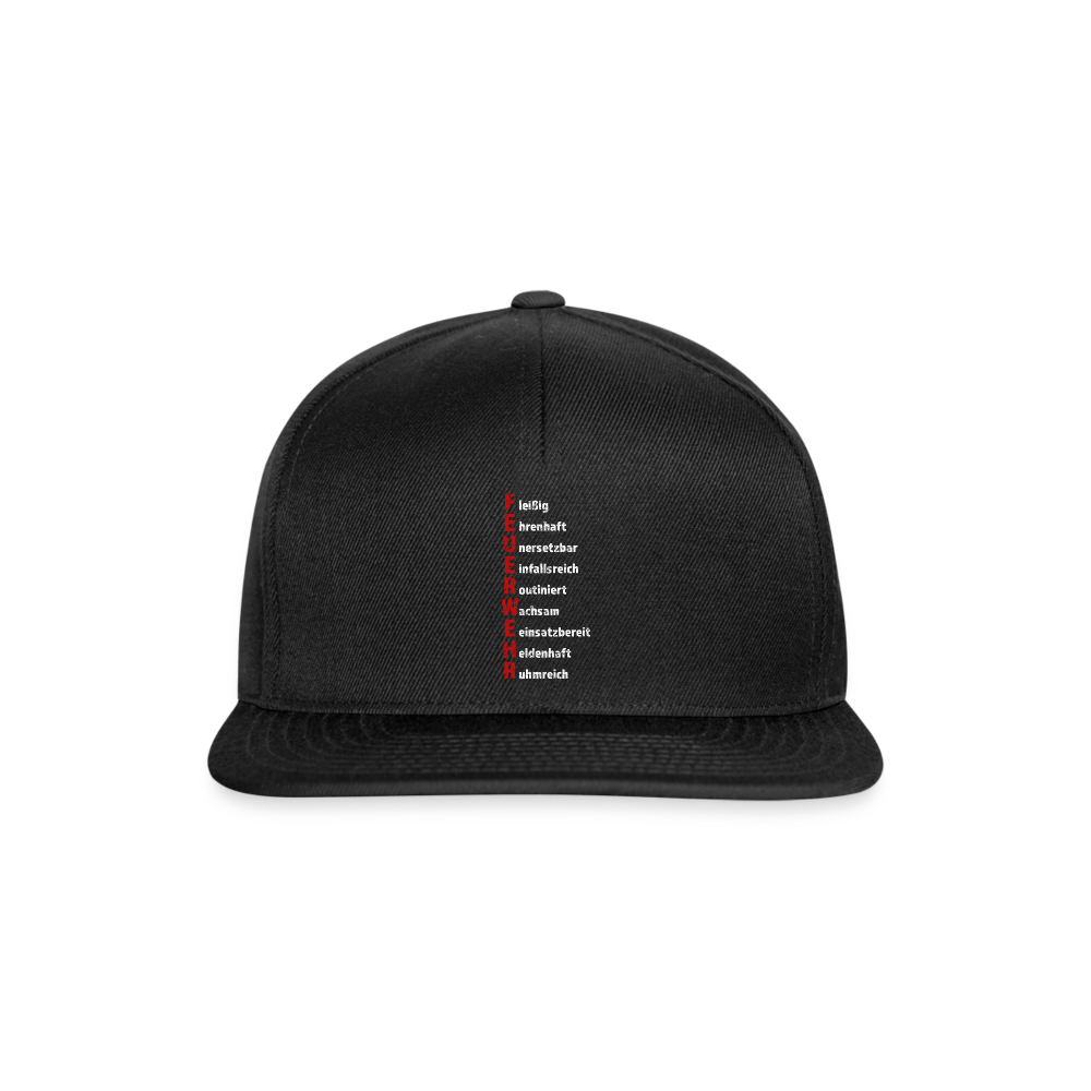 Feuerwehr Schriftzug - Snapback Cap - Schwarz/Schwarz