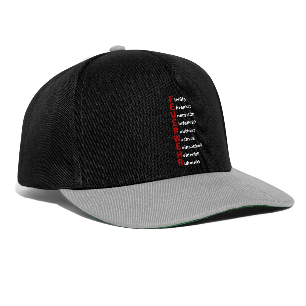 Feuerwehr Schriftzug - Snapback Cap - Schwarz/Grau