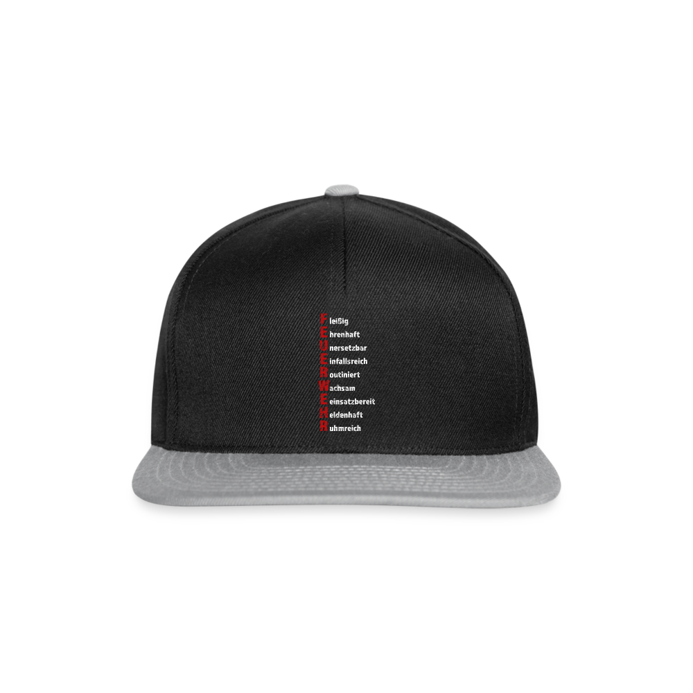 Feuerwehr Schriftzug - Snapback Cap - Schwarz/Grau
