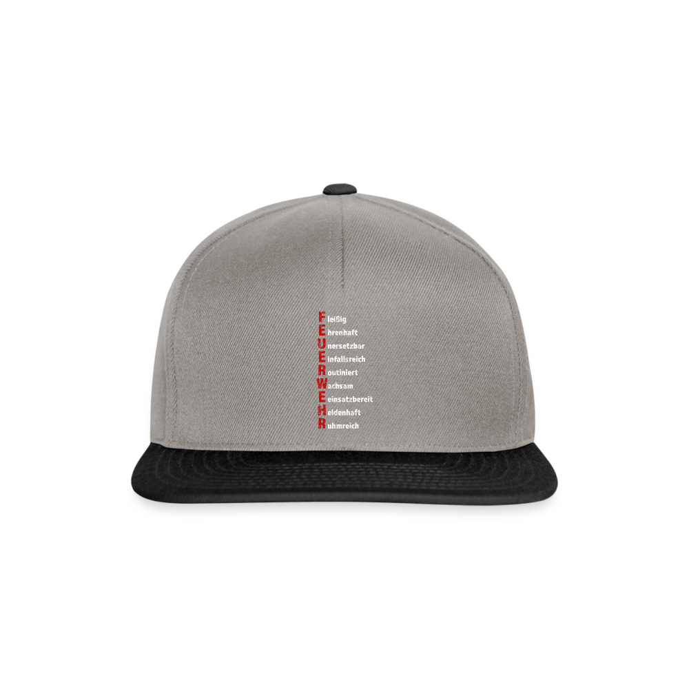 Feuerwehr Schriftzug - Snapback Cap - Graphit/Schwarz