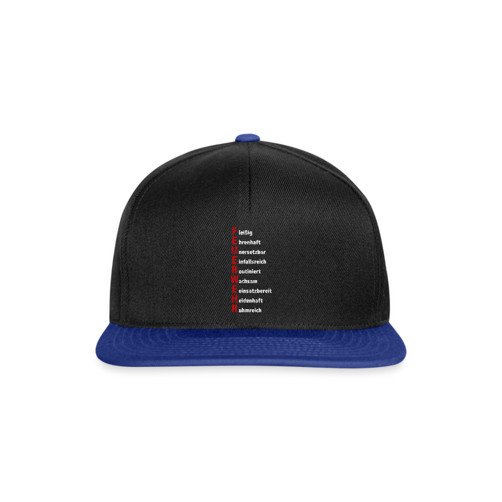 Feuerwehr Schriftzug - Snapback Cap - Schwarz/Königsblau