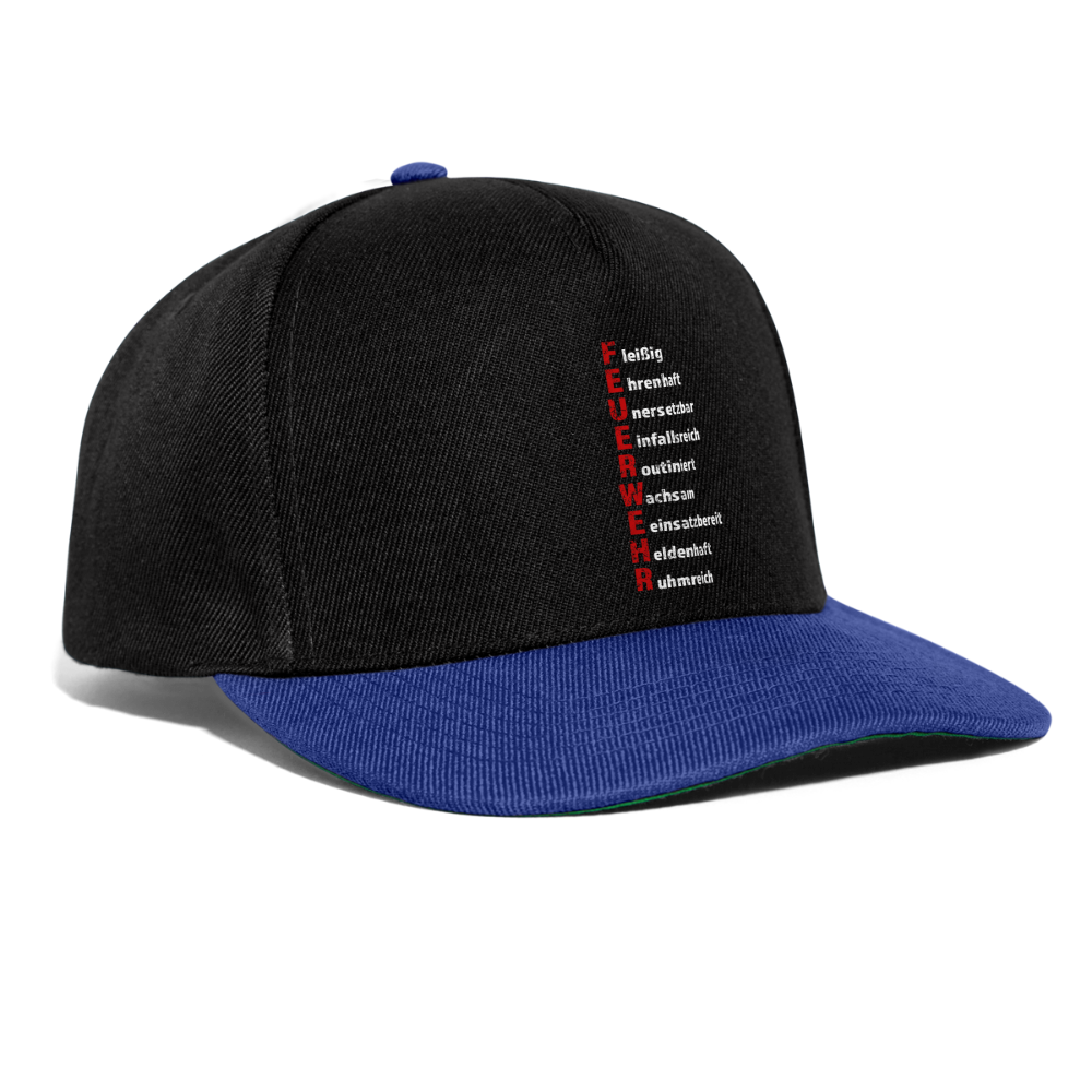 Feuerwehr Schriftzug - Snapback Cap - Schwarz/Königsblau
