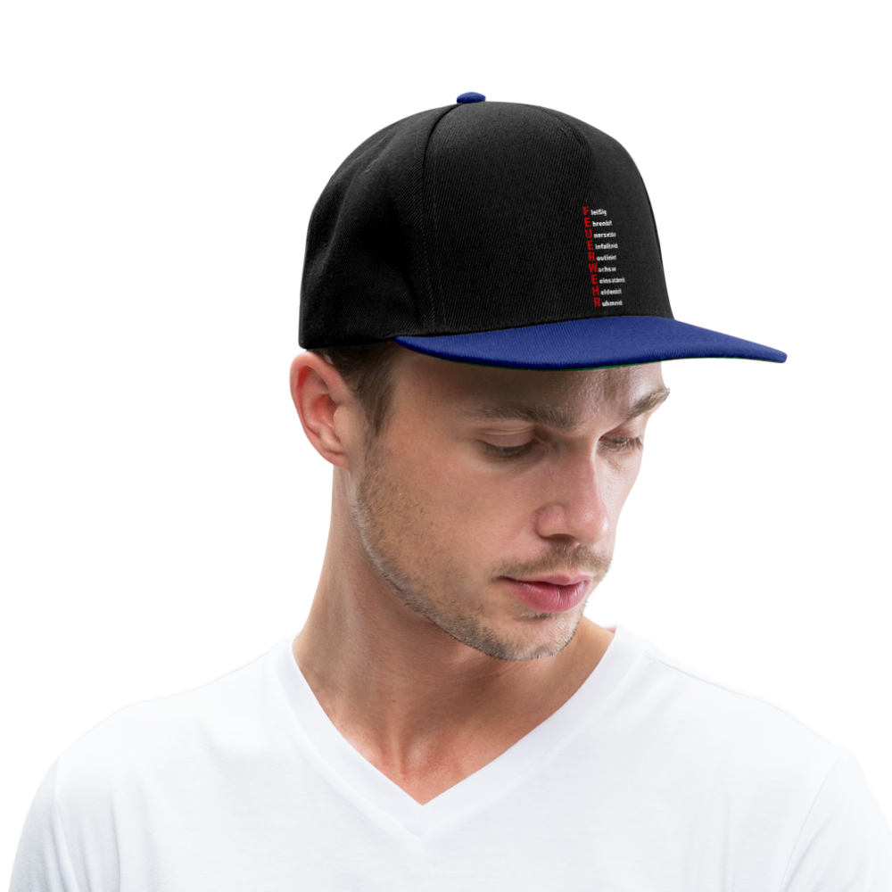 Feuerwehr Schriftzug - Snapback Cap - Schwarz/Königsblau