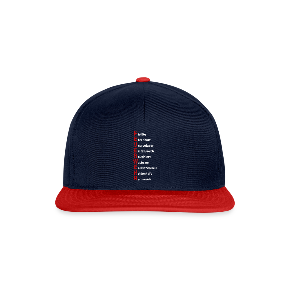 Feuerwehr Schriftzug - Snapback Cap - Navy/Rot