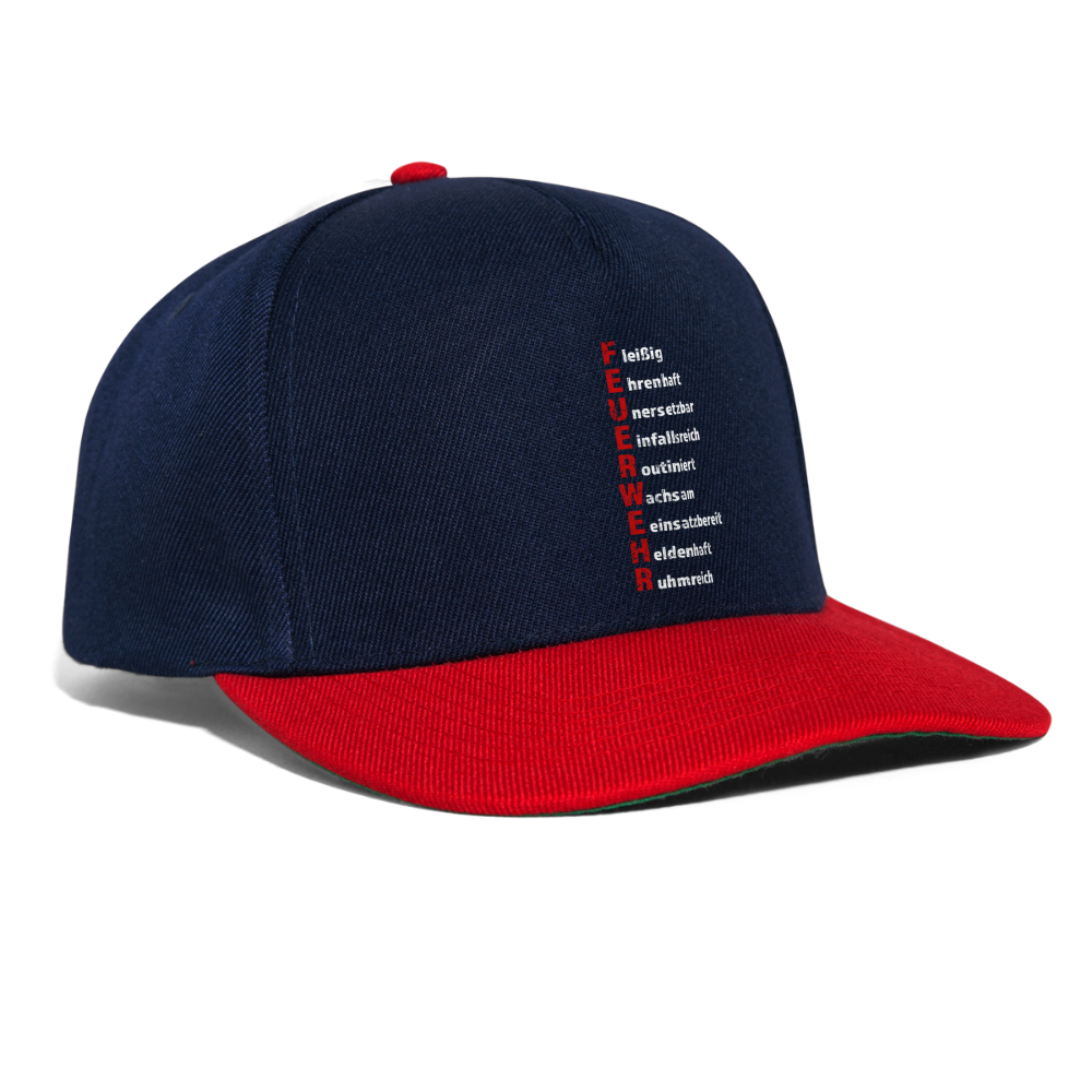 Feuerwehr Schriftzug - Snapback Cap - Navy/Rot