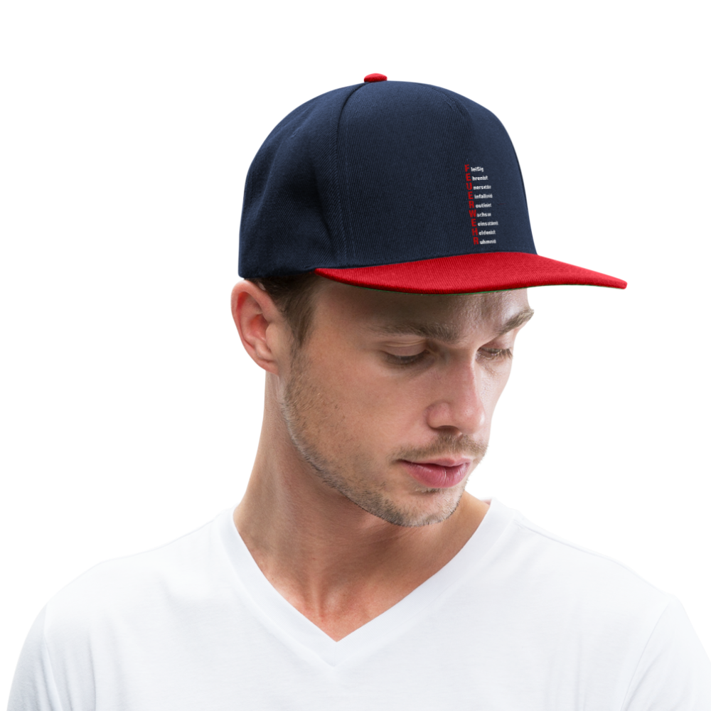 Feuerwehr Schriftzug - Snapback Cap - Navy/Rot