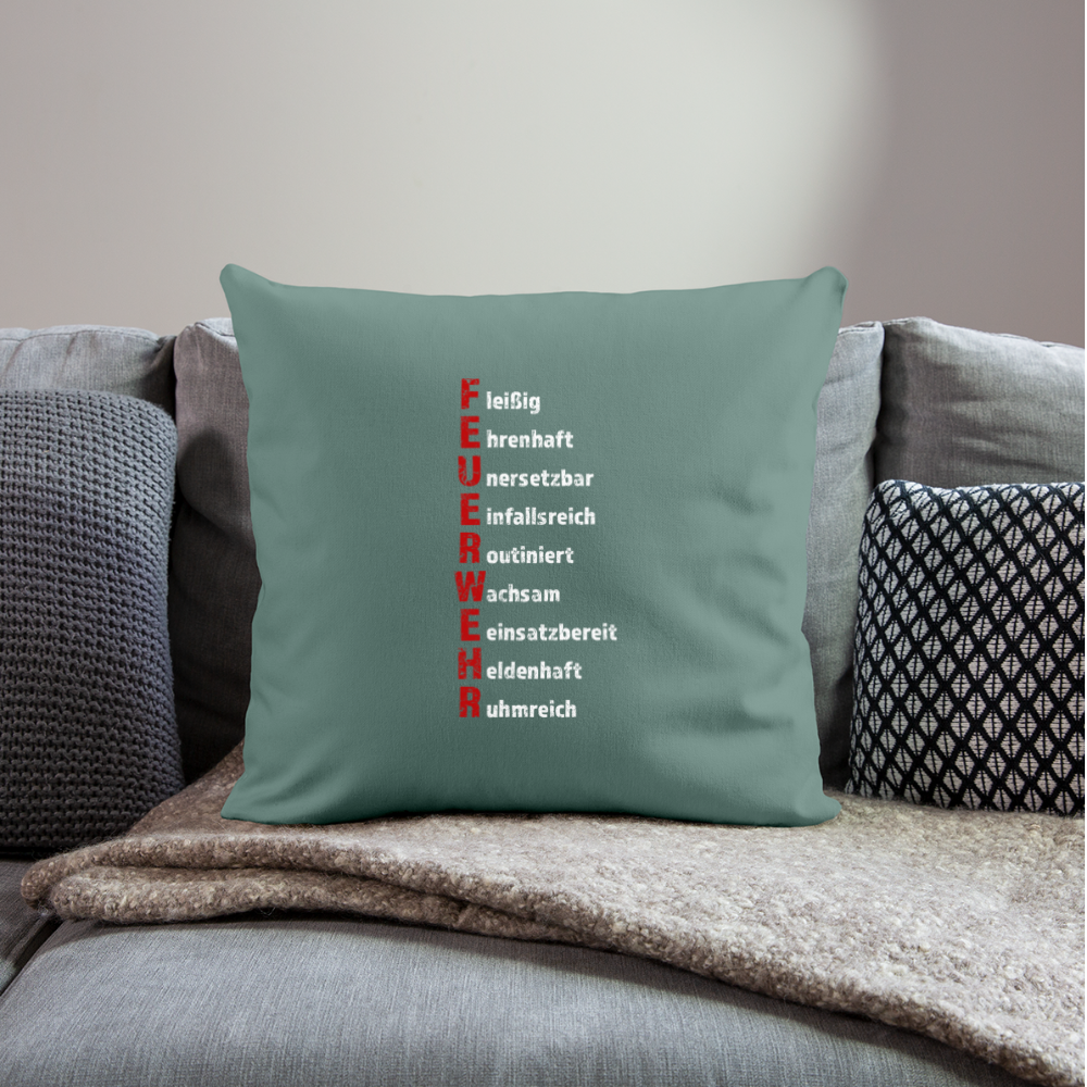 Feuerwehr Schriftzug - Sofakissen mit Füllung 44 x 44 cm - Tanngrün