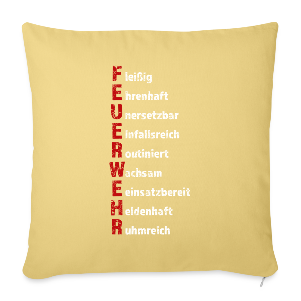 Feuerwehr Schriftzug - Sofakissen mit Füllung 44 x 44 cm - Hellgelb