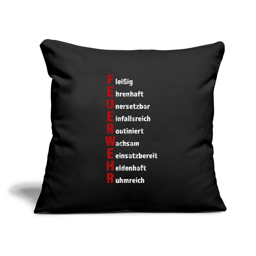 Feuerwehr Schriftzug - Sofakissenbezug 44 x 44 cm - Schwarz
