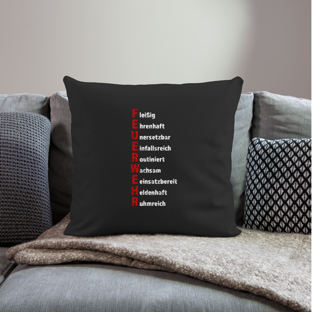Feuerwehr Schriftzug - Sofakissenbezug 44 x 44 cm - Schwarz