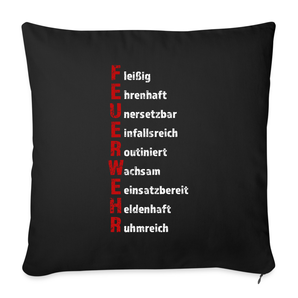 Feuerwehr Schriftzug - Sofakissenbezug 44 x 44 cm - Schwarz