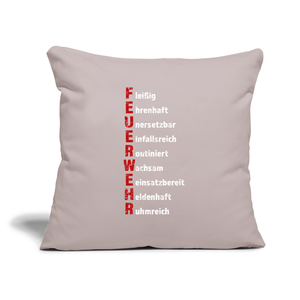Feuerwehr Schriftzug - Sofakissenbezug 44 x 44 cm - helles Taupe