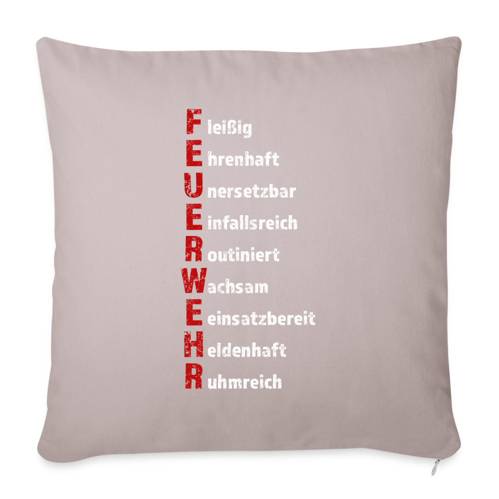 Feuerwehr Schriftzug - Sofakissenbezug 44 x 44 cm - helles Taupe