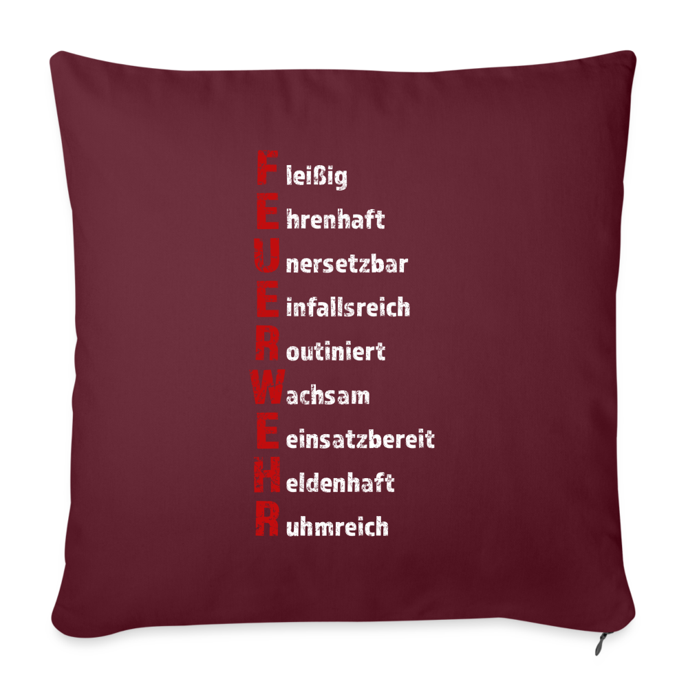 Feuerwehr Schriftzug - Sofakissenbezug 44 x 44 cm - Burgunderrot