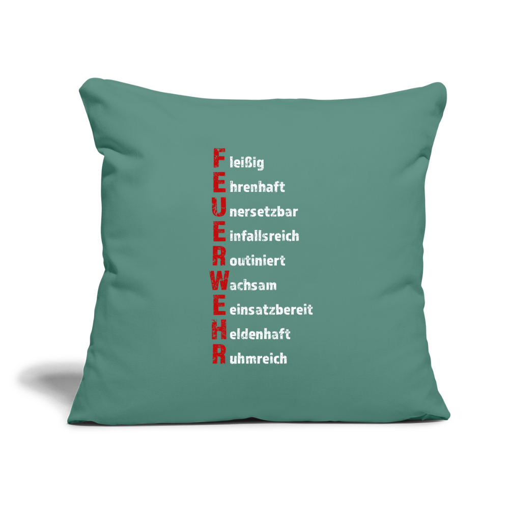 Feuerwehr Schriftzug - Sofakissenbezug 44 x 44 cm - Tanngrün
