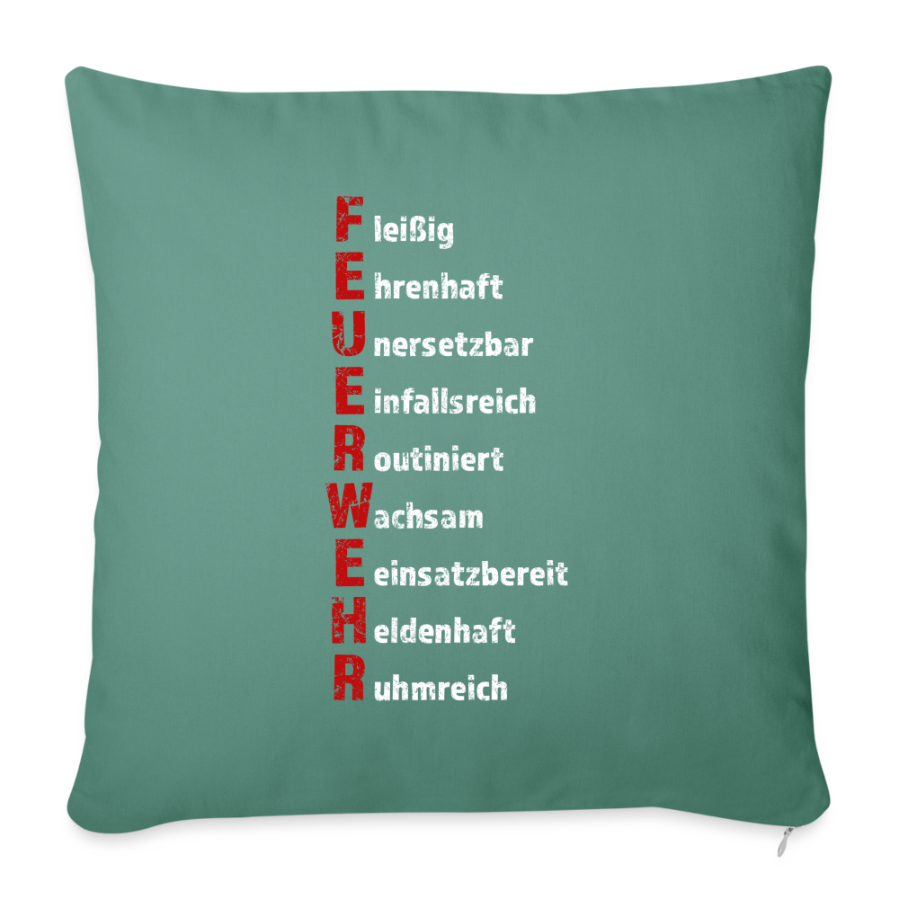 Feuerwehr Schriftzug - Sofakissenbezug 44 x 44 cm - Tanngrün
