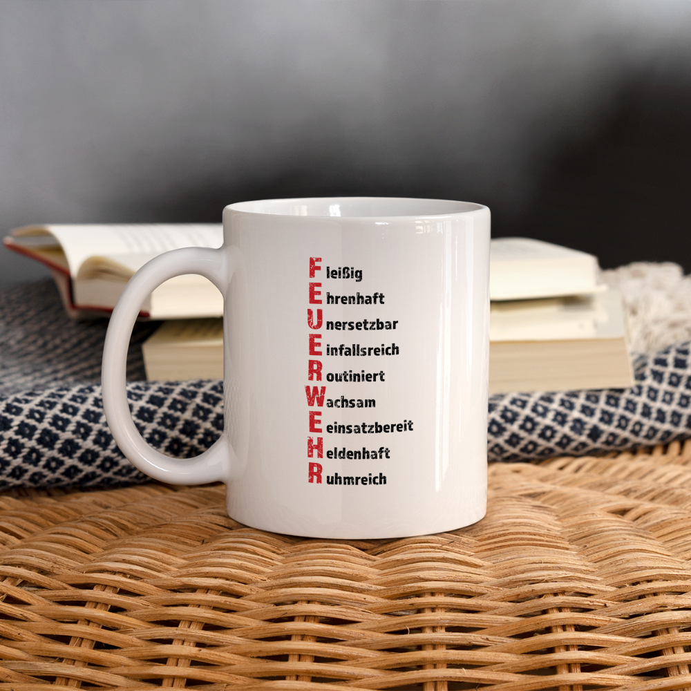 Feuerwehr Schriftzug - Tasse 325 ml - weiß