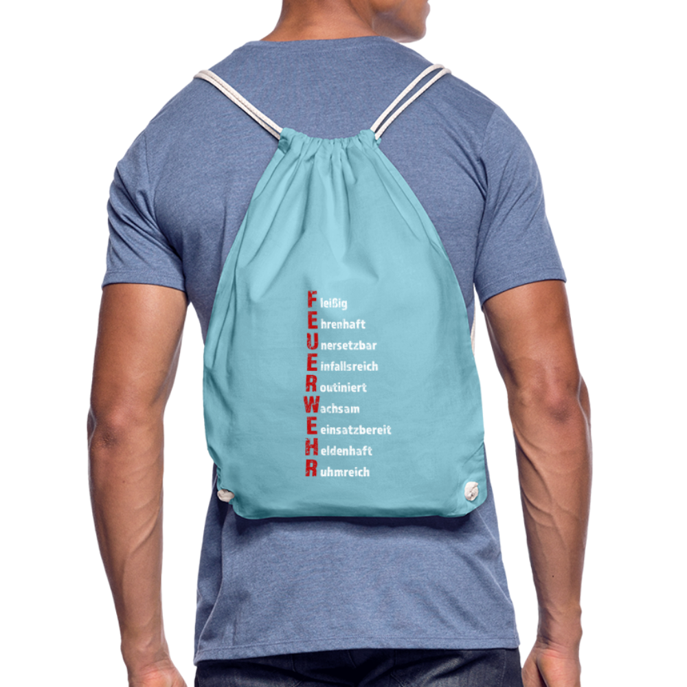 Feuerwehr Schriftzug - Turnbeutel aus 100% Baumwolle - Aqua
