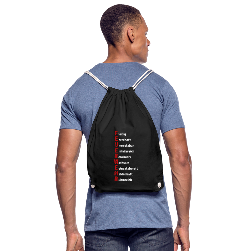 Feuerwehr Schriftzug - Turnbeutel aus 100% Baumwolle - Schwarz