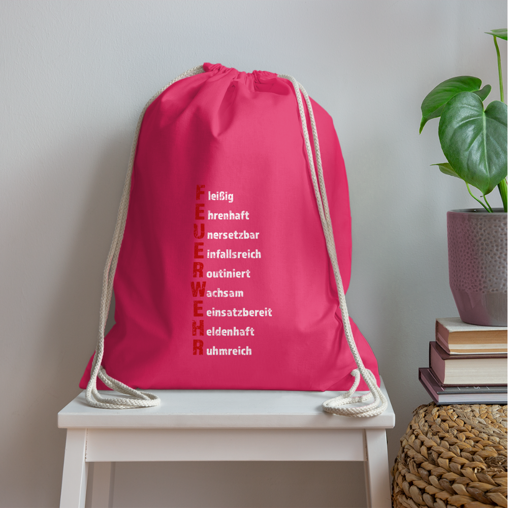 Feuerwehr Schriftzug - Turnbeutel aus 100% Baumwolle - Fuchsia