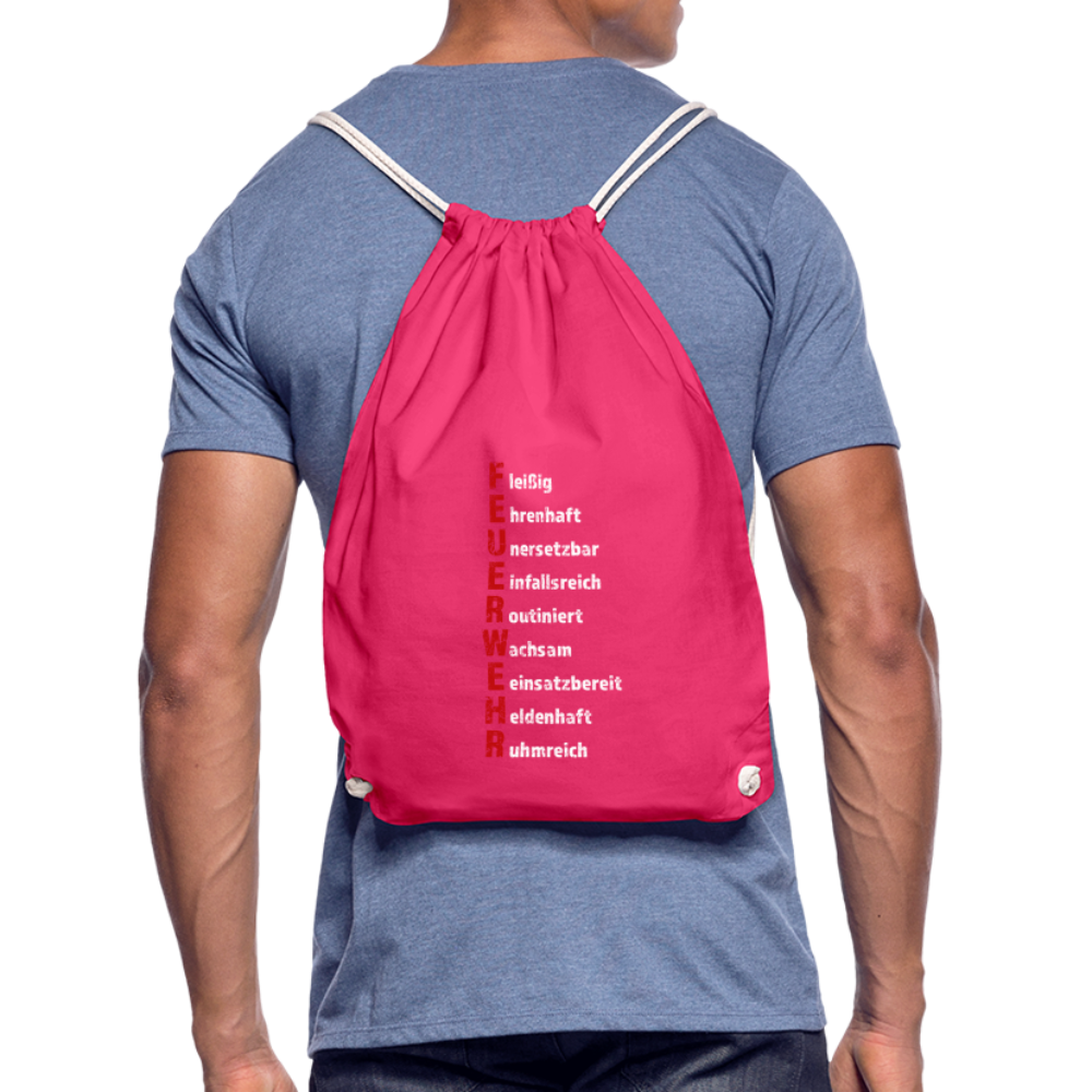 Feuerwehr Schriftzug - Turnbeutel aus 100% Baumwolle - Fuchsia
