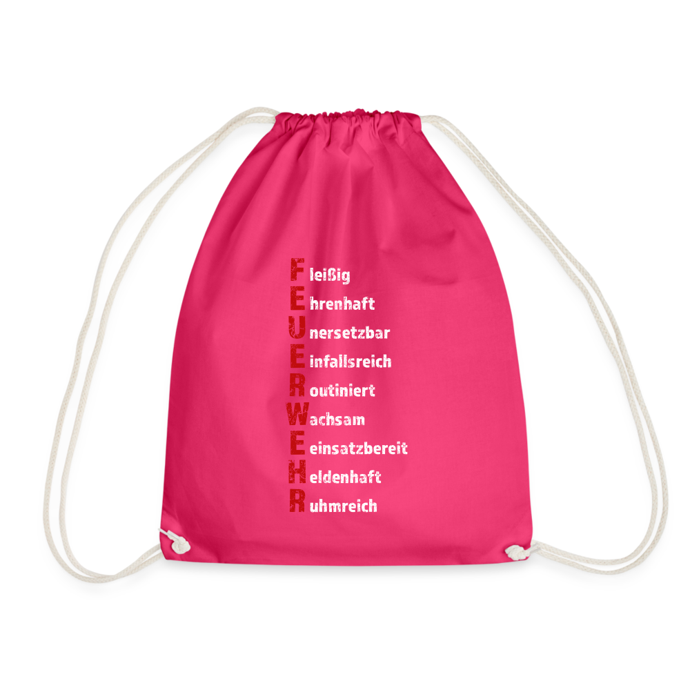 Feuerwehr Schriftzug - Turnbeutel aus 100% Baumwolle - Fuchsia