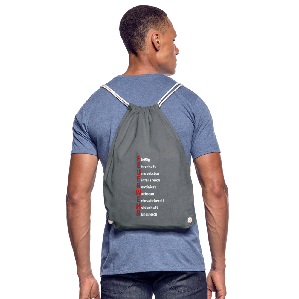 Feuerwehr Schriftzug - Turnbeutel aus 100% Baumwolle - Grau