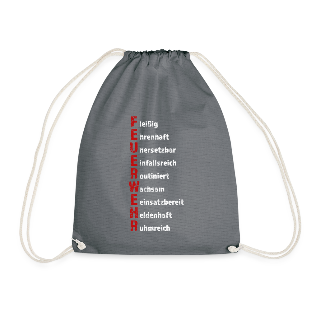 Feuerwehr Schriftzug - Turnbeutel aus 100% Baumwolle - Grau