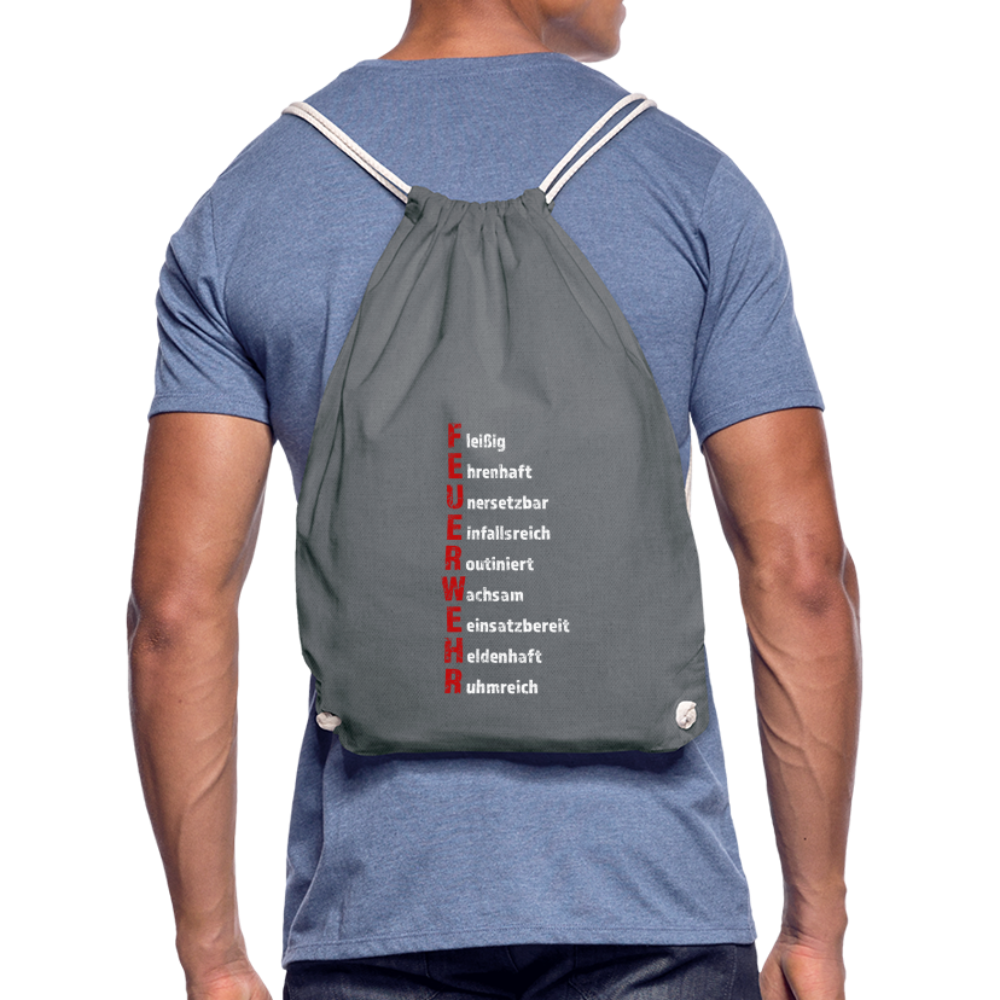 Feuerwehr Schriftzug - Turnbeutel aus 100% Baumwolle - Grau