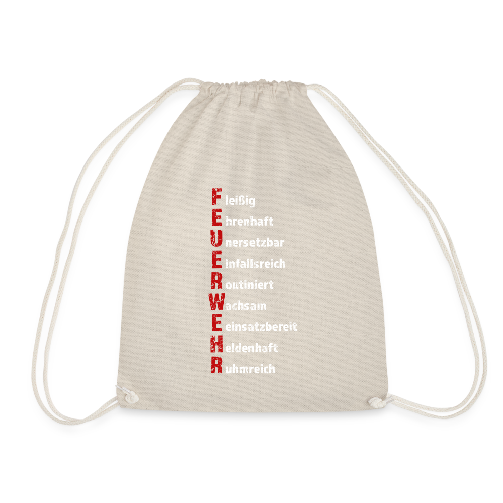 Feuerwehr Schriftzug - Turnbeutel aus 100% Baumwolle - Natur