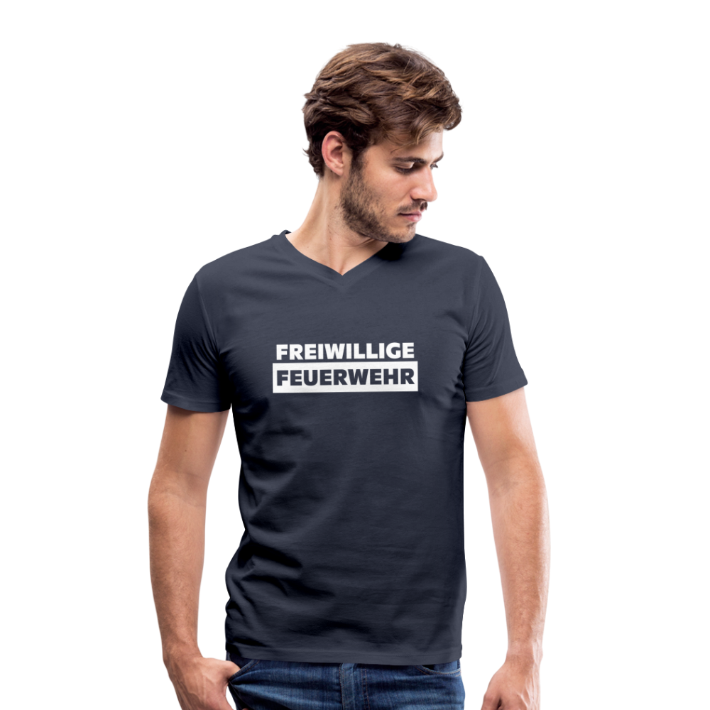 Freiwillige Feuerwehr - Männer T-Shirt mit V-Ausschnitt aus 100% Bio-Baumwolle - Navy